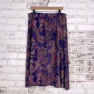Coldwater Creek Purple Multi Paisley Flowy Layered Boho Whimsigoth Midi Skirt PL
